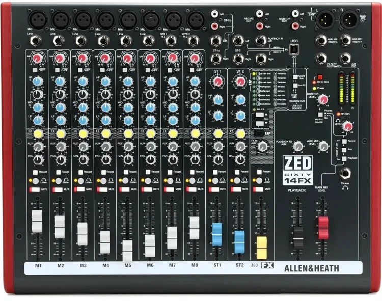 Allen & Heath ZED60-14FX 14 channel Mixer with USB Audio Interface and Effects - Image 1 of 1