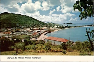 Cartolina d'epoca Marigot St Martin Indie occidentali francesi fronte spiaggia frutti esotici - Foto 1 di 2