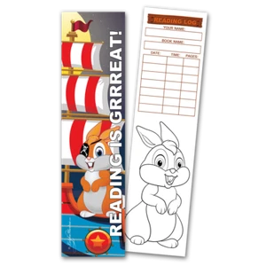 30 Pirate Bunny 'Reading is Grrreat!' Coloring Bookmarks with Reading Logs - Picture 1 of 1