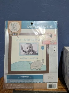 Dimensiones - Pequeño Cacahuete - Kit Punto de Cruz - Elefante - Rosa o Azul - Bebé - Imagen 1 de 5