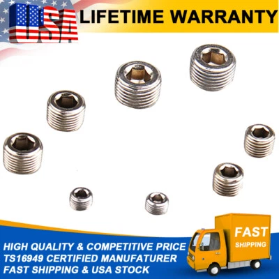 6352G Pipe Plug Fitting Steel Pipe Plug Plated Chrome Set 1/8"1/4" 3/8" 1/2" NPT - Image 1 of 3