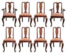 Vintage Queen Anne Style Mahogany Dining Chairs—Set of Eight