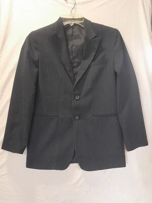 PERRY ELLIS PORTAFOLIO Niños Talla 14 Negro/Azul Marino con Rayas Blazer Traje Chaqueta Foto 1 de 4