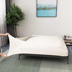 Box Spring Cover Queen Size - Jersey Knit & Stretchy Queen/Queen XL, Beige - Picture 1 of 5