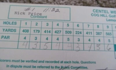 TARJETA DE PUNTUACIÓN DEL TORNEO-1991 WESTERN OPEN-NICK PRECIO 3 VECES GANADOR PRINCIPAL Foto 1 de 4