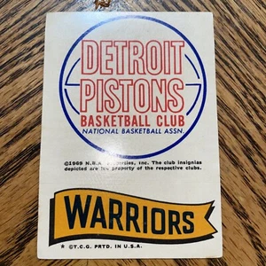 1969 Topps NBA STICKER CARD - Detroit Pistons - Golden State Warriors NM - Picture 1 of 2