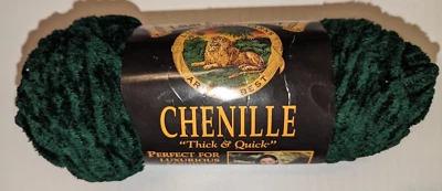 1 - 5.5 oz Skein Lion Brand Yarn CHENILLE Thick & Quick 131 FOREST GREEN - Image 1 of 4