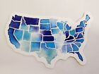 United States Blue Coloring Continental States Sticker Decal Watercolor Looking