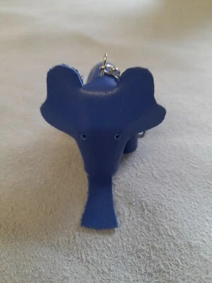 Real Leather Royal Blue Elephant Keyring - Image 1 of 4