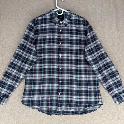 Camisa informal Vince para hombre talla XL de algodón a cuadros calce clásico mangas largas Foto 1 de 4