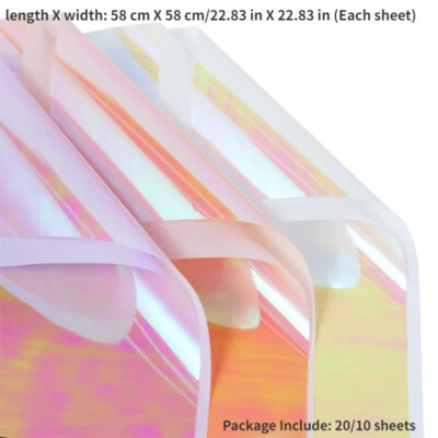 20/10 Fogli Laser Brillantini Fiore Carta Pacchi Cellofane Impermeabile Fai - Immagine 1 di 4