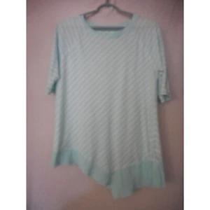Green White Sz XL Knit top Asymmetrical bottom Striped Calvin Klein Performance - Picture 1 of 6