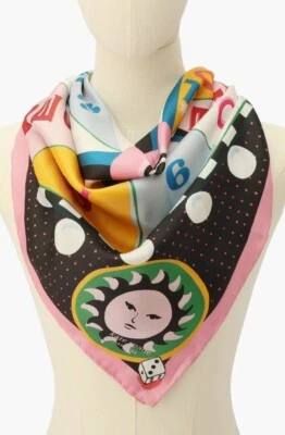 New Kate Spade fortune spinner square silk scarf pink multi - Image 1 of 4