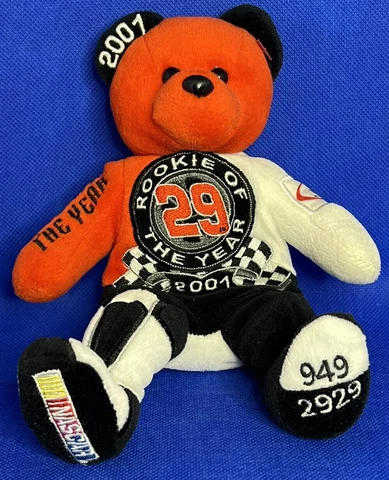 Vintage Authentic 2001 NASCAR #29 Rookie Plush Teddy Bear Team Beans #949/2929 Cover