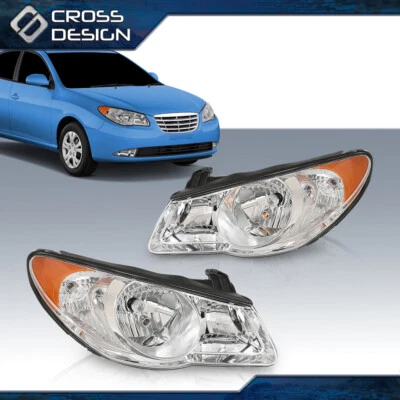 Chrome Headlight Assembly Clear Lens Fit For 2007 2008 2009 2010 Hyundai Elantra - Image 1 of 4