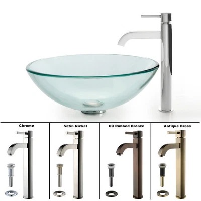 Combo de baño Kraus C-GV-101-12mm-1007 - vidrio transparente de 16-1/2" Foto 1 de 4