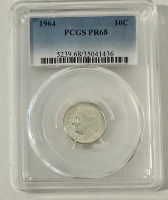 Rosevelt Silver Dime Proof Lot 1964 PCGS PR 68 Uncirculated 10c Coin - Image 1 of 2