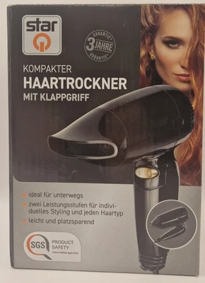 STAR Fön Kompakter Klappbarer Reise Fön Haartrockner Reisefön 1000 W Klappgriff