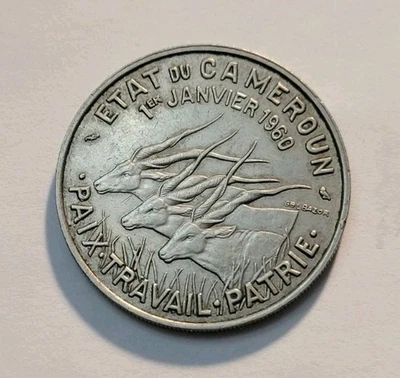 1960 Cameroon 50 Francs Independence Commemorative World  Coin - Image 1 of 2