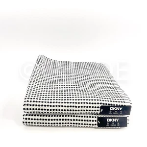 DKNY Cotton 2Pcs Bath Towels Black & White New - Picture 1 of 6