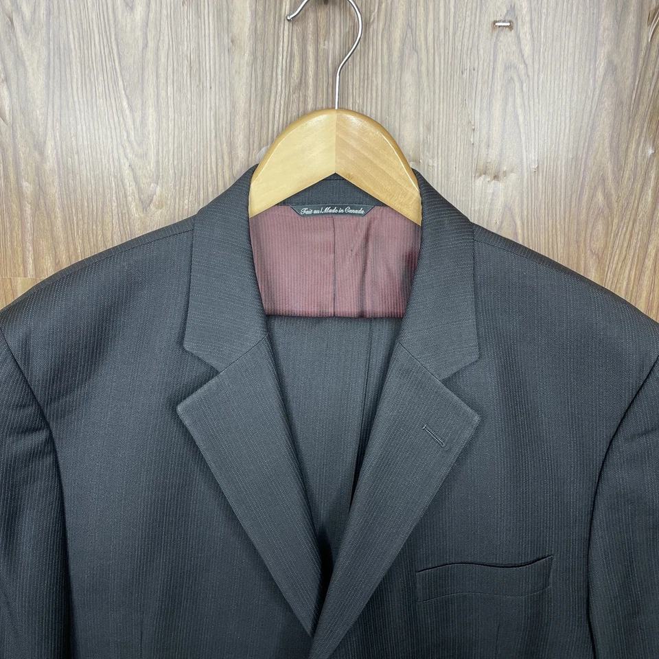 Jack Victor 2 Piece Suit Mens 44L 38x30 Black Multicolor Striped Three Buttons - Image 1 of 4