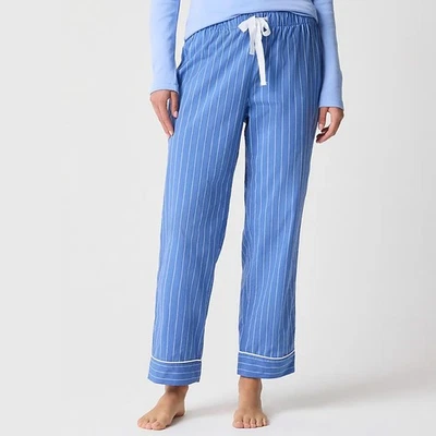J. Pantalón de pijama Crew nuevo con etiquetas $69,50 azul a rayas 100 % algodón recortado algodón | Talla L Foto 1 de 2