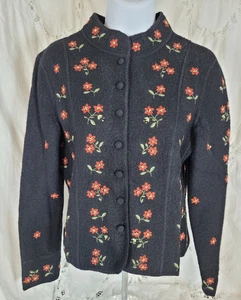 Cárdigan Talbots Petite P para mujer 100 % lana bordado flores cottagecore - Imagen 1 de 24