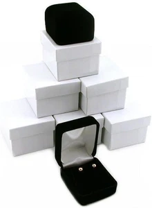 6 Black Velvet Earring Boxes Displays Showcase Gift Box - Picture 1 of 12