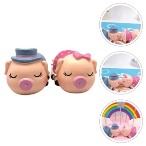2 Pcs Kissing Pig Ornaments Resin Statue Office Decor Craft Creative Figure - Picture 1 of 12