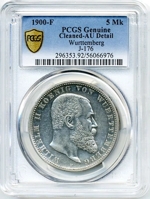 1900-F 5 Marks Germany - Wurttemberg, William II - PCGS AU Detail - Image 1 of 2