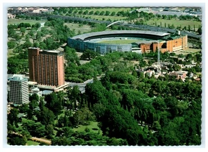 Vintage Melbourne Hilton & Olympiapark Stadium Luftaufnahme Postkarte - Bild 1 von 2