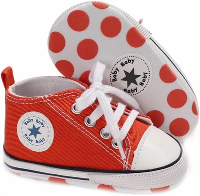 Unisex Baby Boys Girls Shoes, Newborn Infant Non-Slip Canvas Denim High Top Snea - Image 1 of 4