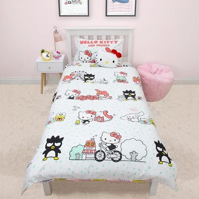 Hello Kitty Raro Singolo Copripiumino E Fodera Per Cuscino Ufficiale Per Bambini - Immagine 1 di 4