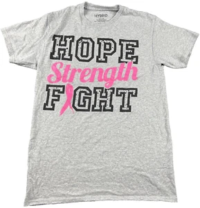 Breast Cancer Gray Girls Size Small Hope Strength Short Sleeve T-shirt Ladies - Picture 1 of 6