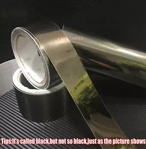 Calcomanía de acabado de vinilo cromada con espejo marrón negro de 2"" x 120"" / Calcomanía de recorte de automóvil - Imagen 1 de 4