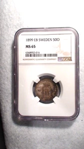 1899 EB SWEDEN FIFTY ORE NGC MS65 50 O GEM Coin PRICED TO SELL NOW! - Picture 1 of 4