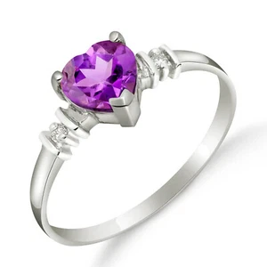 18K. SOLID GOLD RING WITH NATURAL AMETHYST & DIAMONDS (White Gold) - Picture 1 of 7