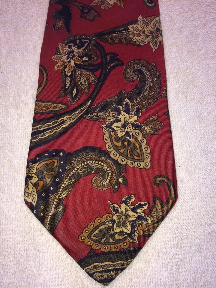 LANDS END CORBATA HOMBRE BORGOÑA CON BEIGE TOSTADO NEGRO Y DORADO 3,75 X 61  Foto 1 de 4