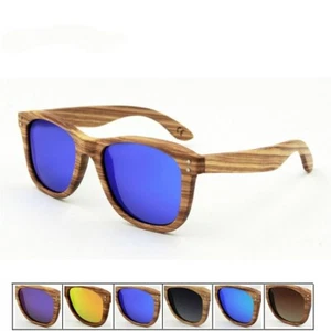 Dark Brown Zebra Wood Sunglasses Polarized Men's Wooden Glasses Eyeware Fashion - Picture 1 of 12