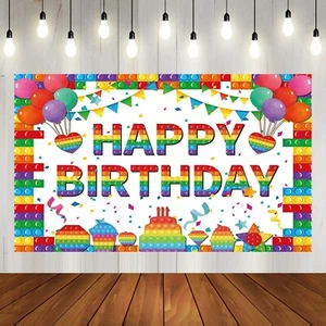 Building Block Backdrop Brick Game Birthday Party Decor Photo Background Banner - Picture 1 of 3