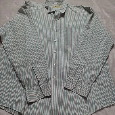 Vintage LL Bean Pure Cotton Button Down Striped Sport Shirt XLT Tall Hong Kong - Image 1 of 4