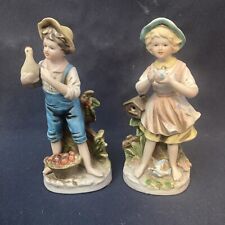 Homco Figurines Boy Girl Country Farm Painted Ceramic Bisque Vtg # 8880