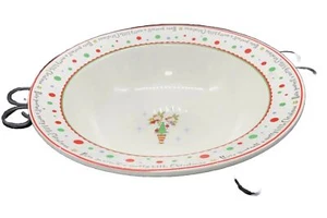 Dena Designs Holiday Cheer Deep Bowl & Stand Reindeer Merry Christmas Tree 2004 - Picture 1 of 12