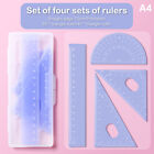 4Pcs Transparent Jelly-Colored Plastic Ruler Set Students Math Geometry Ruler_Wf