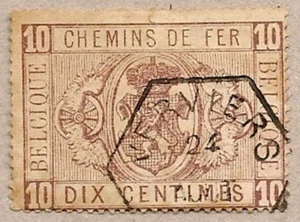 1879-1882 BELGIUM Railroad Stamp.'Chemins de Fer..10 c./Coat of Arms) ... PP1 - Picture 1 of 2