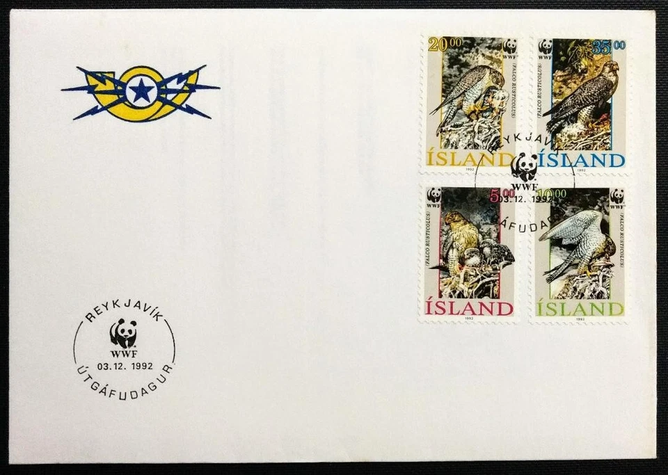 134. ICELAND 1992 SET/4 STAMP BIRDS, W.W.F. FDC - Image 1 of 1