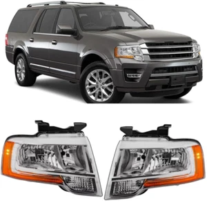 For 2015~2017 Ford Expedition Chrome 2PCS Headlight Assembly Headlamps LH & RH - Foto 1 di 14