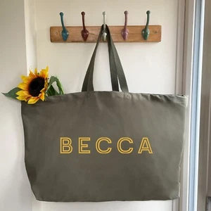 PERSONALISED TOTE BAG - Oversized, Giant Tote, Gift For Her, Weekend Bag, Canvas - Picture 1 of 4
