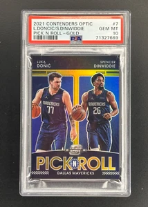 Contenders Optic Doncic & Dinwiddie Pick N Roll Gold 2021/10 PSA 10 Mavericks - Imagen 1 de 2