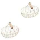 Metal Wire Egg Holder with Handle - Vintage Style Countertop Basket (Beige)
